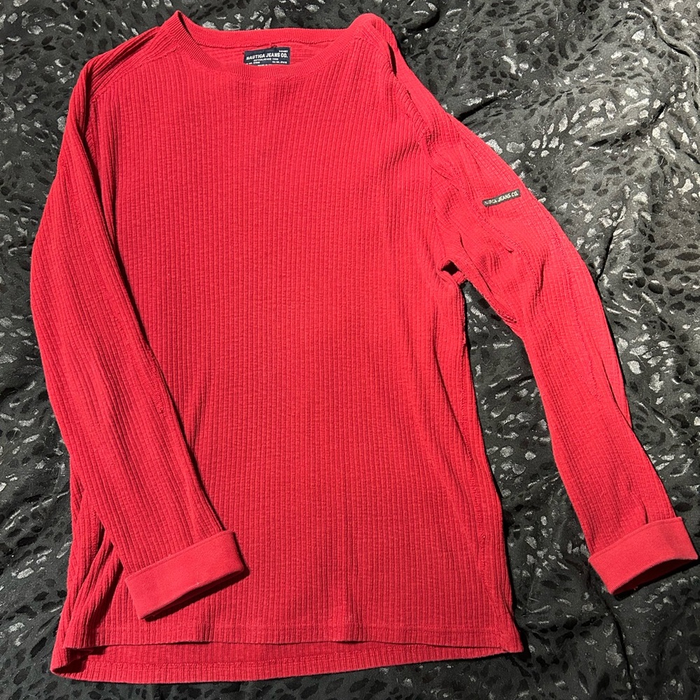 Nautica Red Long Sleeve Shirt